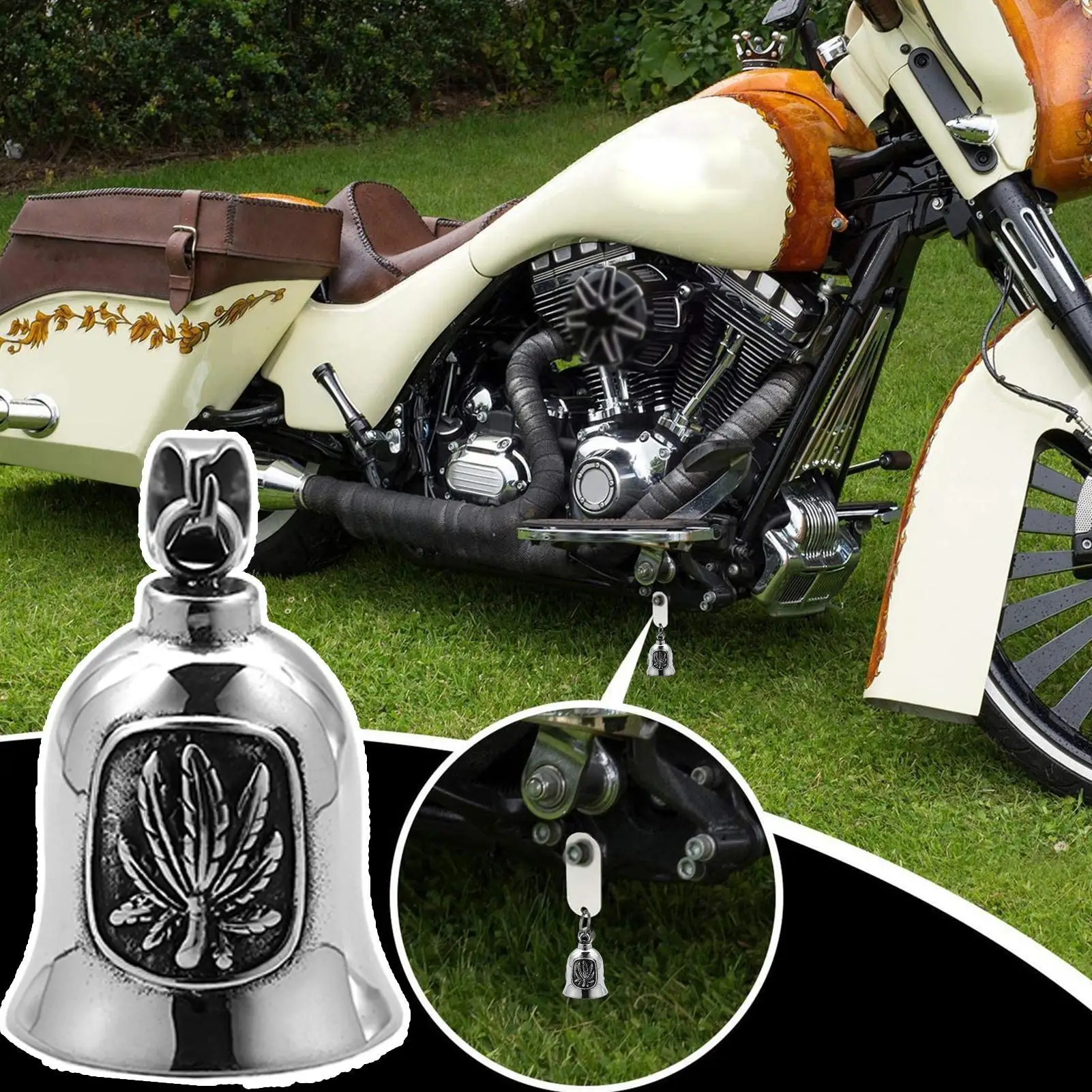 جرس للدراجات النارية أجراس الحظ لراكبي الدراجات النارية التيتانيوم الصلب الشرير الفن زخرفة ل المبحرة بجولة الحضرية للتنقل الطويل