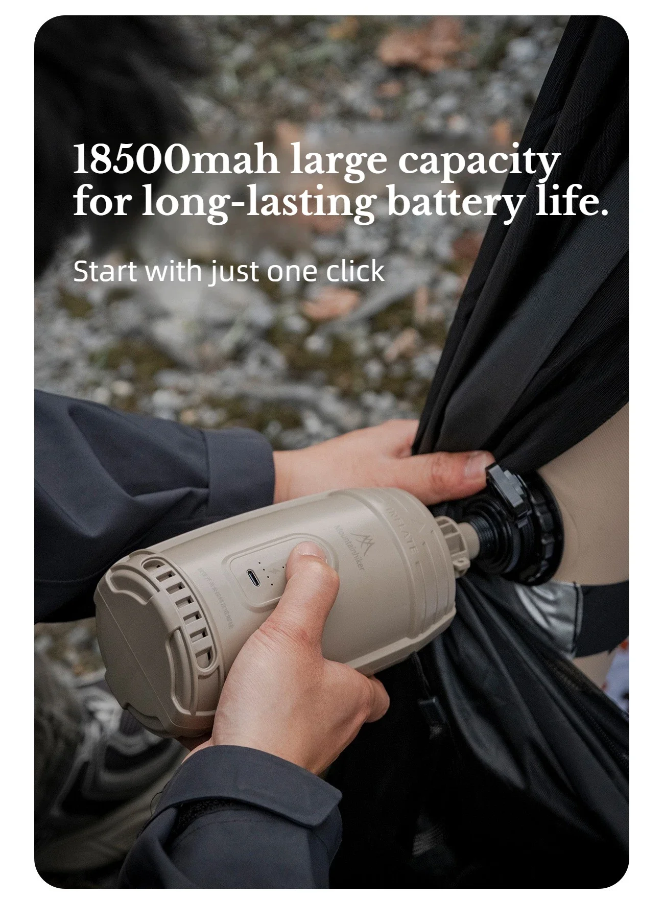 Mountainhiker Neue Tragbare Luftpumpe USB-Aufladbarer Inflator Geeignet für Campingzelte Luftmatratzen Pool-Schwimmhilfen – Detail 3