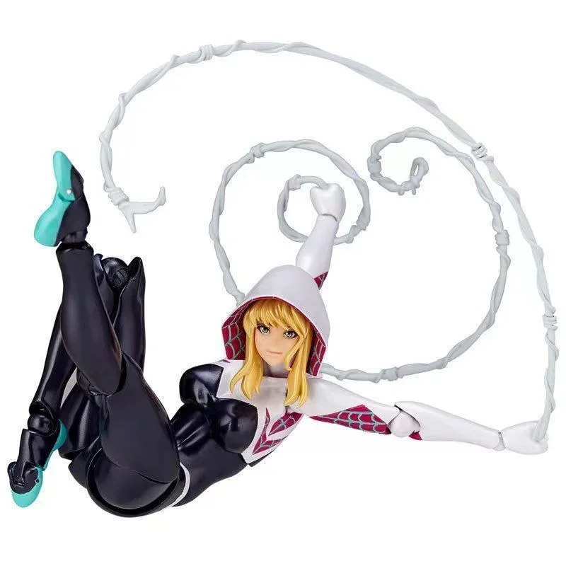 Marvel Cartoon Animation Yamaguchi Style 004Spider Gwen Action Doll Toy Creative Cute Hand Figure Model Ornament Boxed Gift