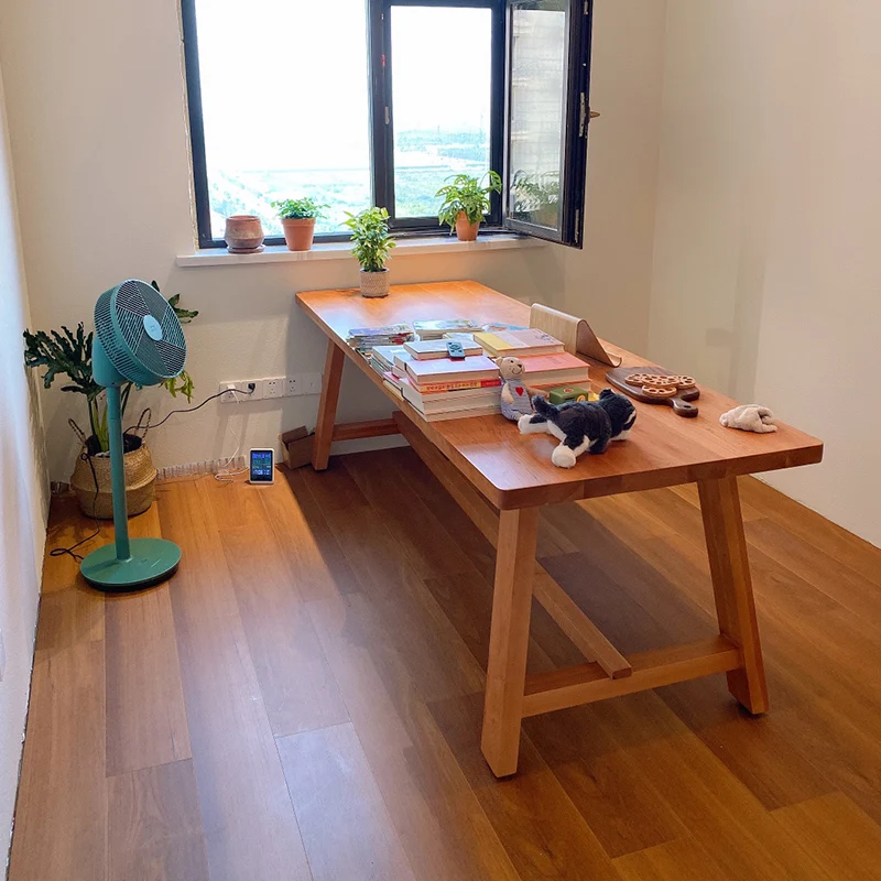Nordic solid wood dining table and chairs Japanese rectangular log color style ash wood modern simplicity