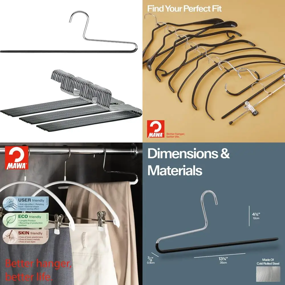 

Non-Slip Space-Saving Clothes Hanger for Pants, Single Rod Design, Set of 30, Black, Ideal for Organized Wardrobe Storage