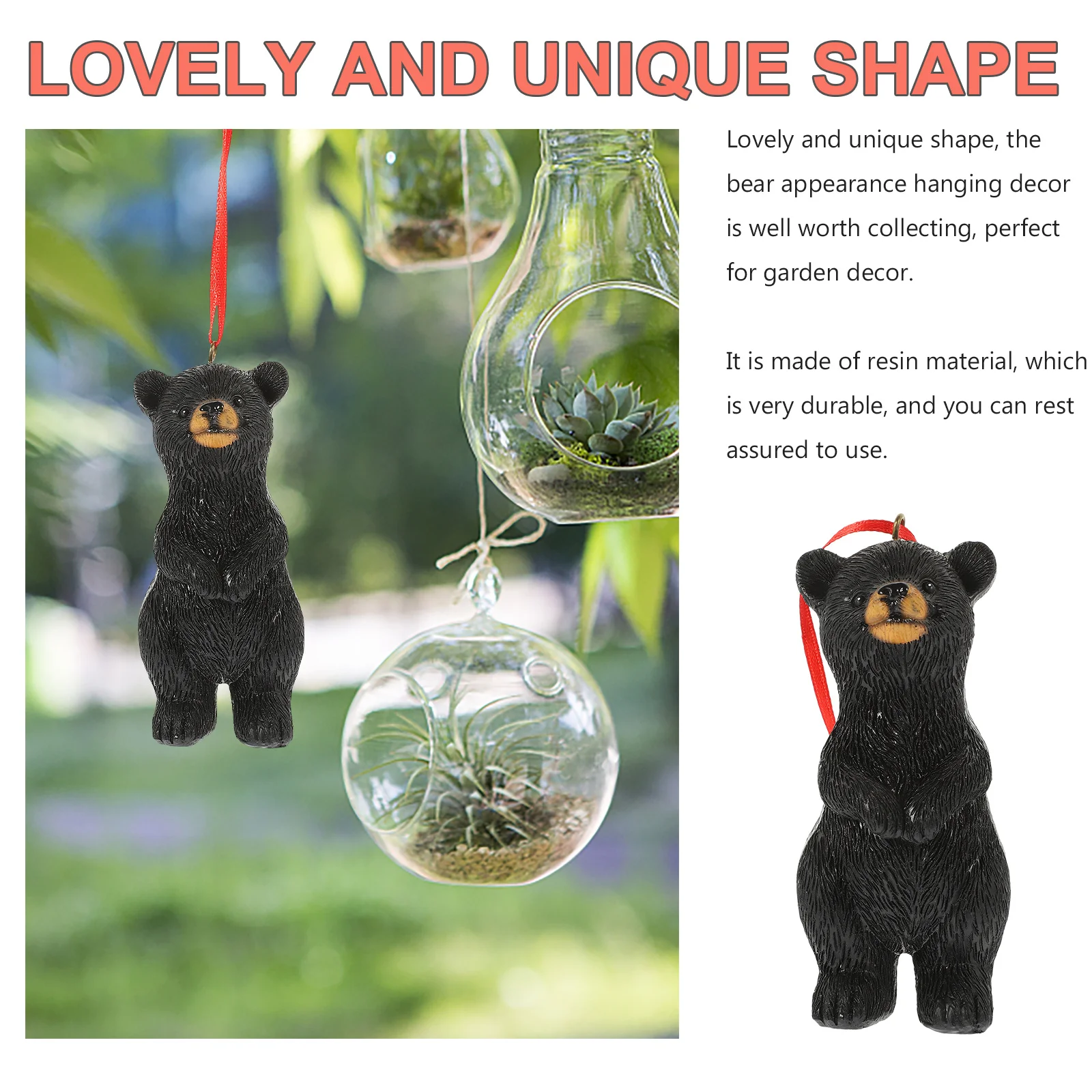 لطيف الدب الشكل الراتنج الدب تمثال فريد حديقة الديكور مقاوم للماء ديكور خارجي رائعتين التمتع البصري #4