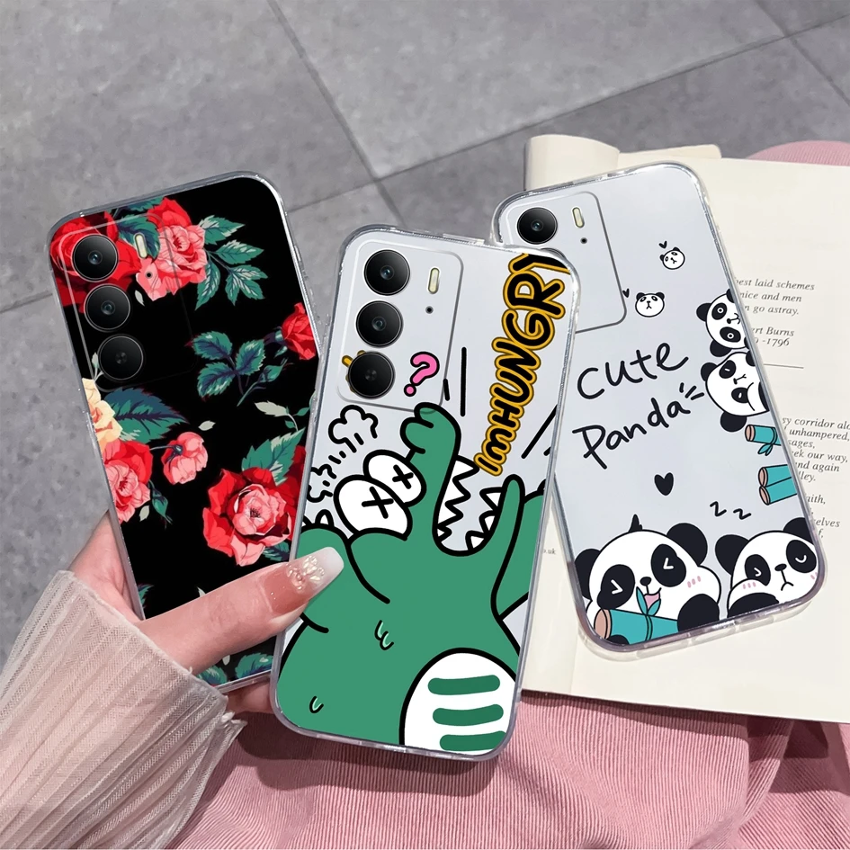 حافظات غطاء من البولي يوريثان الحراري لهاتف OPPO Realme C75 4G شل موضة خط نمط لينة واضحة سيليكون عدسة حماية ل Realme C 75 أكياس الهاتف