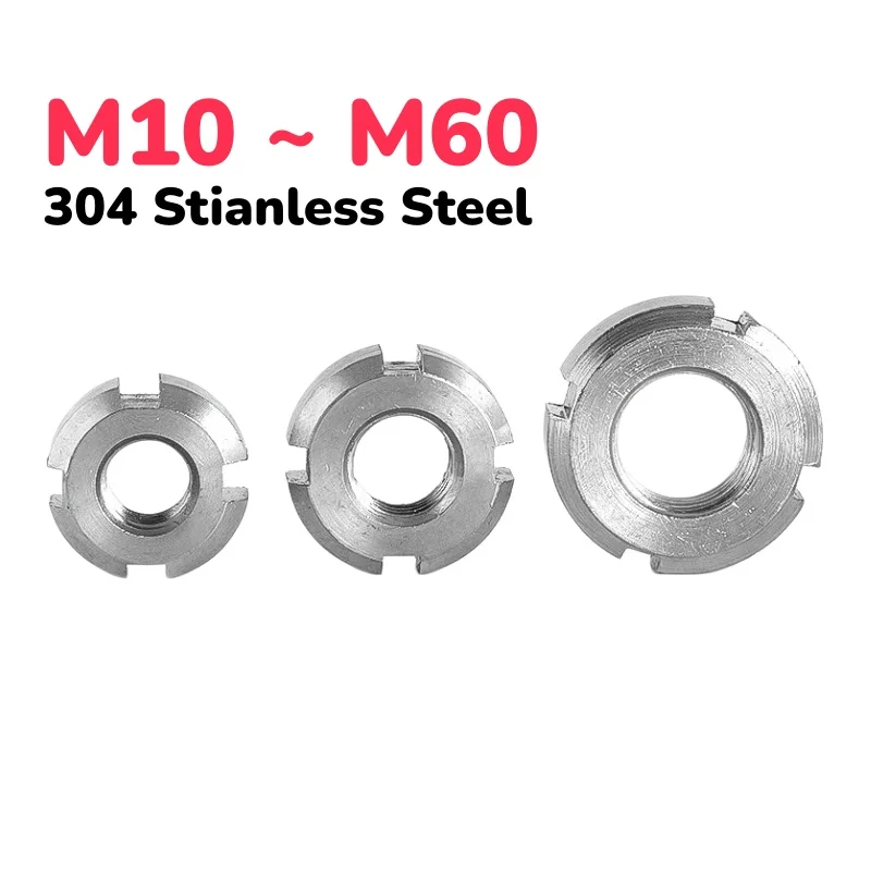 304 Stianless Steel M10 M12 M14 M16 M18 M20 ~ M60 Slotted Four Slot Nuts Round Precision Lock Nut
