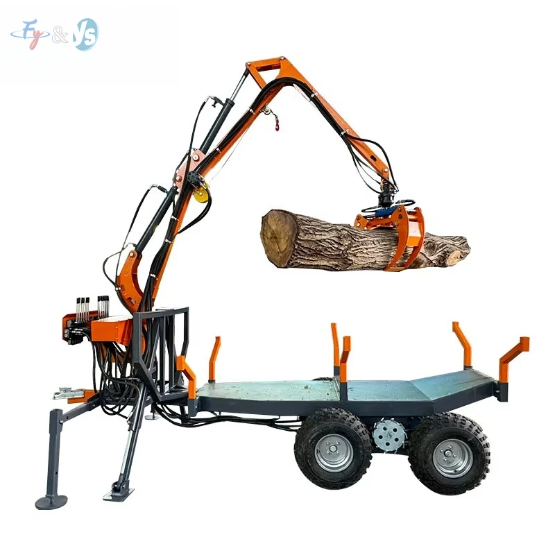 

Diesel/Petrol Hydraulic Log Trailer with Crane-Automatic Timber Loader,Heavy Duty Wood Transport Trailer for Forestry Use