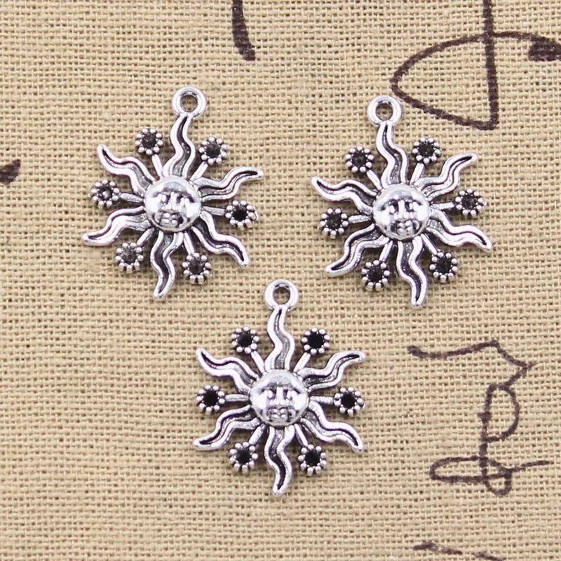 20pcs Charms Sun Sunlight Sunshine 24x18mm Antique Silver Color Pendants DIY Crafts Making Findings Handmade Tibetan Jewelry
