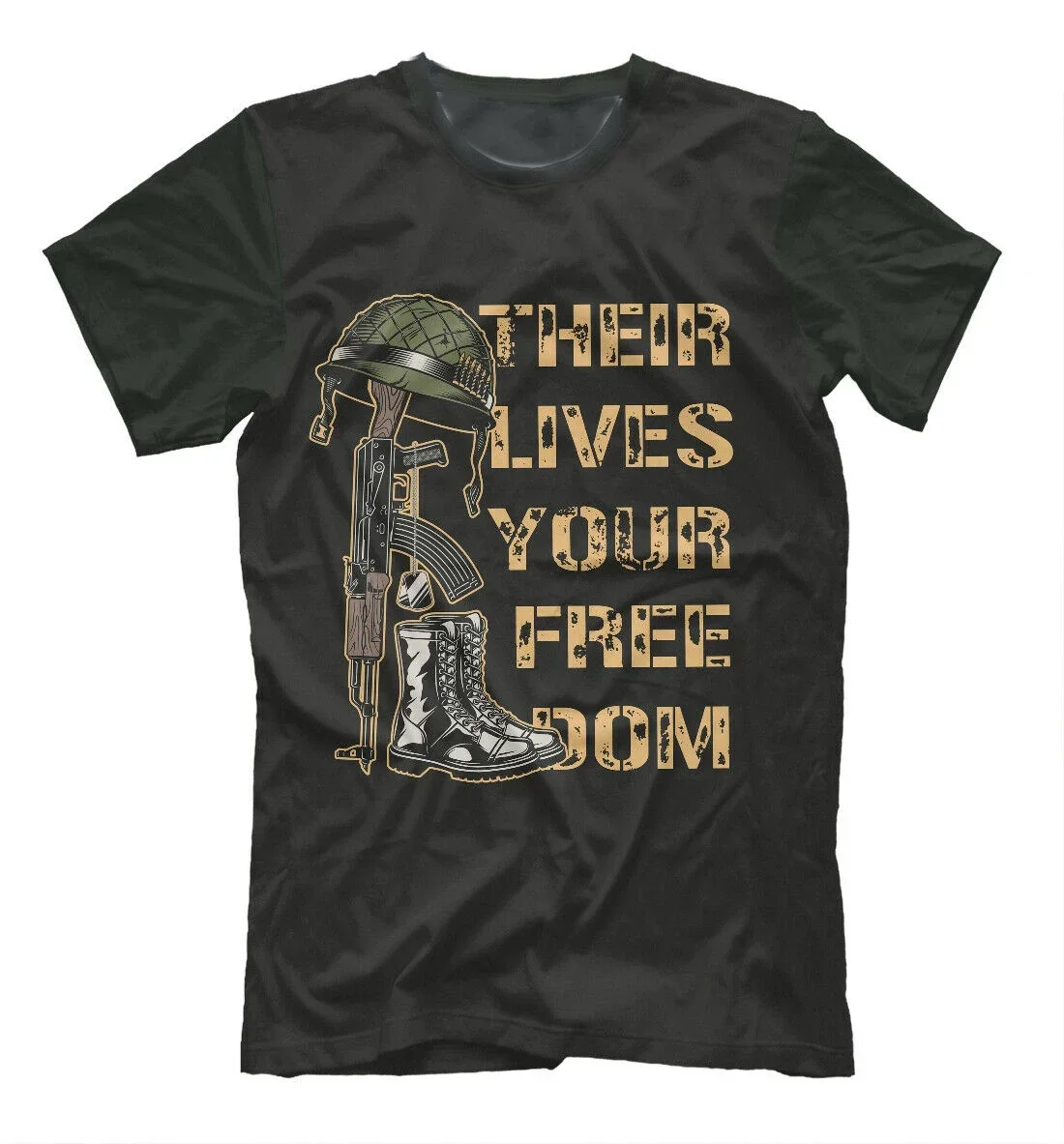

Their Lives Your Freedom. Army Veteran T-Shirt 100% Cotton O-Neck Summer Short Sleeve Casual Mens T-shirt Size S-3XL
