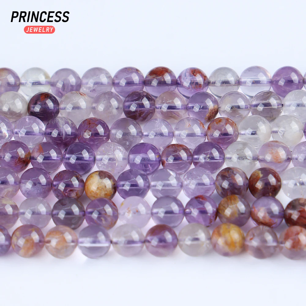 A+ Natural Purple Phantom Quartz 6mm 8mm Loose Crystal Beads for Jewelry Making Bracelet Wholesale Beads DIY Accessories