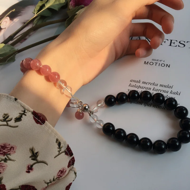 

Natural Bracelet Obsidian Tiger Eye Strawberry Golden Stone