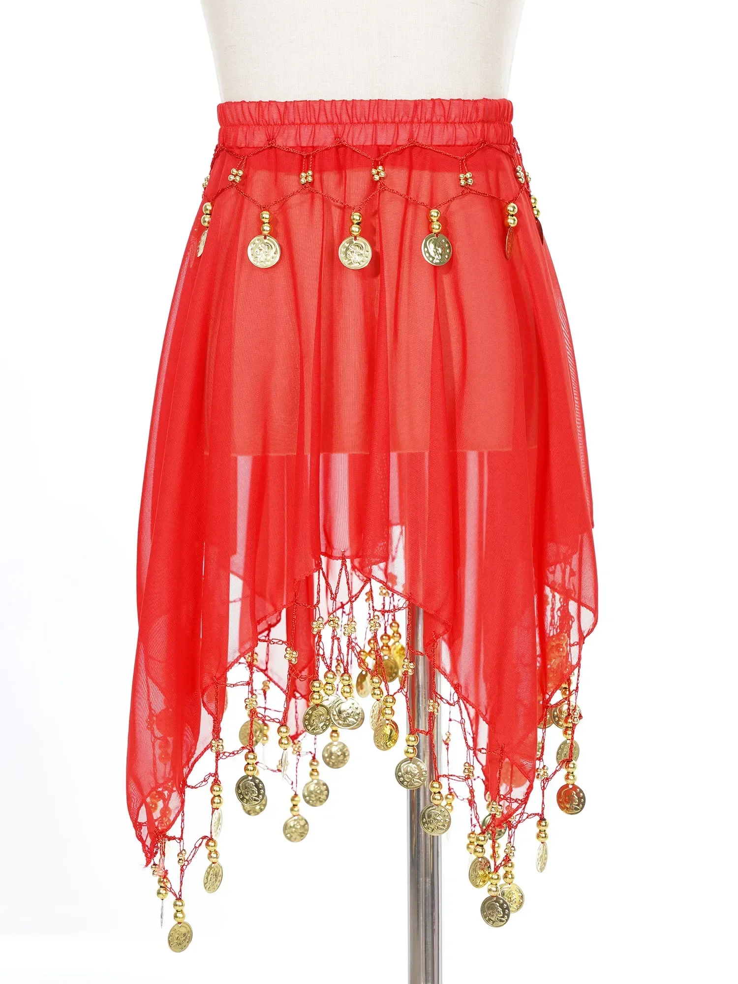 

Elegant Belly Dance Skirts Kids Girls Irregular Hem Dance Chiffon Skirt Rave Party Dancing Skirt Performance Costume