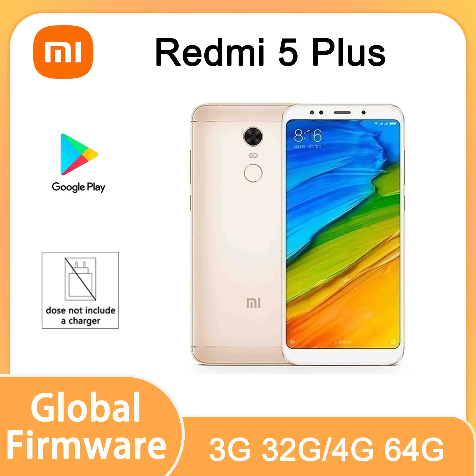 Smartphone Xiaomi Redmi 5 plus Global firmware cellphone 4000mah battery dragon instock used phone without charger