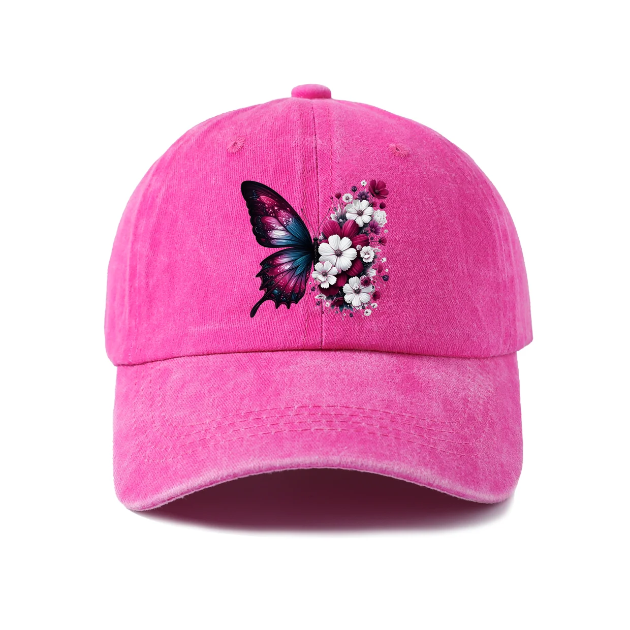 Skeleton Cat with Roses Vintage Washed Baseball Cap, Adjustable Unisex Dad Hat, Everyday Gift