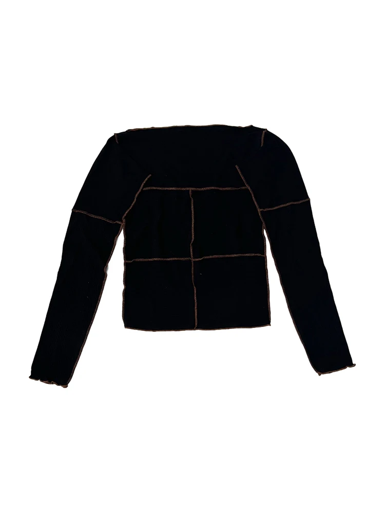 

Футболка Baserange Bla с круглым вырезом, приталенная, с длинным рукавом, ручной работы, 25-й сезон, новая модель, повседневная, однотонная, из чистого хлопка.