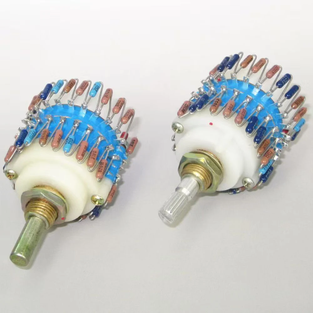 1pcs 23 Step Potentiometer 10K/50K/100K/250K/500K Two-Channel Volume Potentiometer Amplifier Volume Control