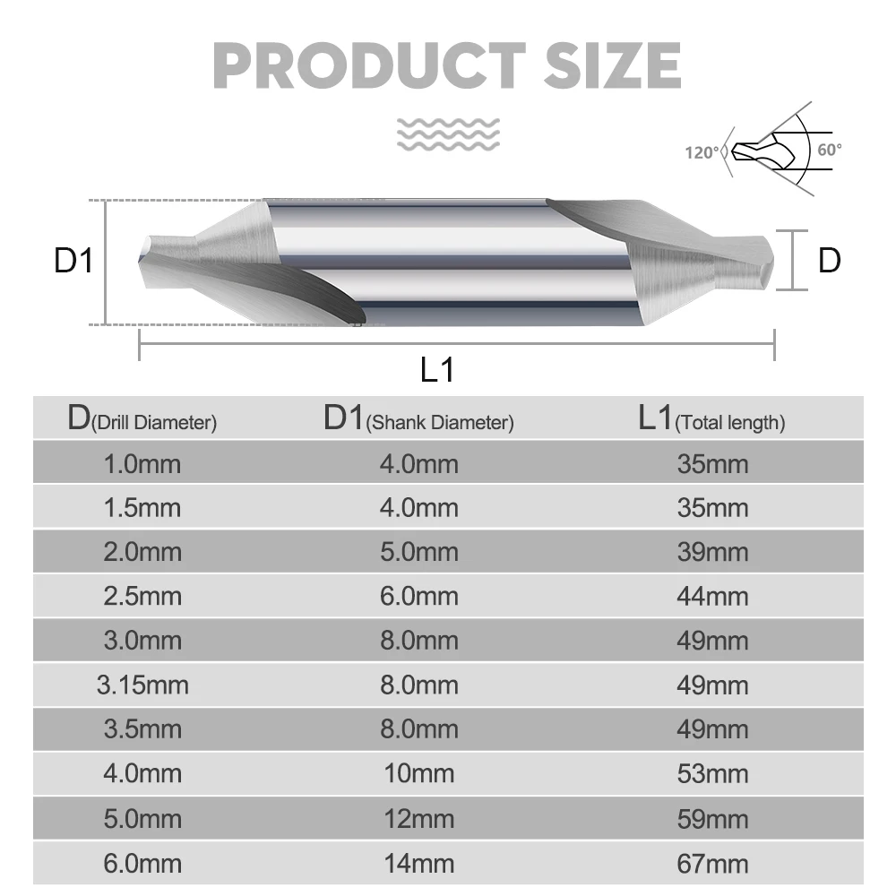 CMCP 1pc HSS Center Drill Bit 60-Degree Angle Drilling Bit Countersink Tools for Lathe Metalworking 1-6mm Woodworking tools