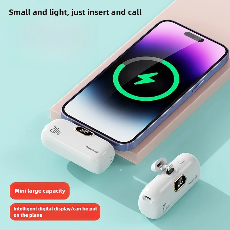 10000mAh Mini Small Capsule Power Bank 20W Fast Charging Portable Pocket Suitable for IPhone Huawei Xiaomi Samsung Etc.