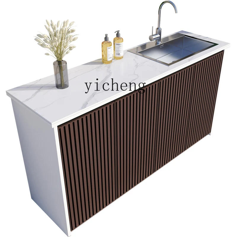 FZ Outdoor Courtyard Console Sunscreen Aluminum Alloy Sink Integrated Wash Basin Locker