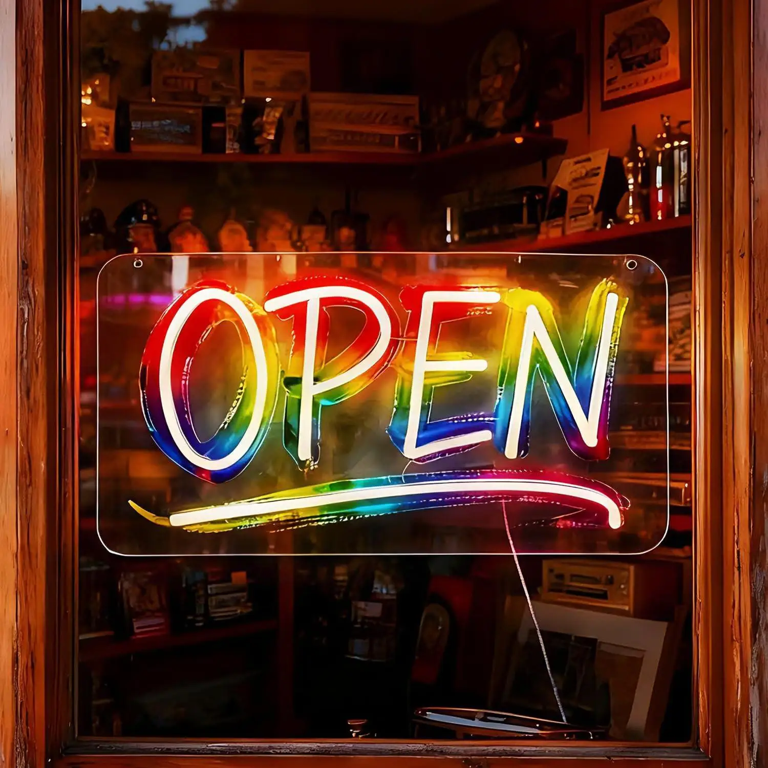 レインボーオープンネオンサイン調光可能なledライト小売店カフェレストラン店頭窓壁装飾ウェルカムライトサイン