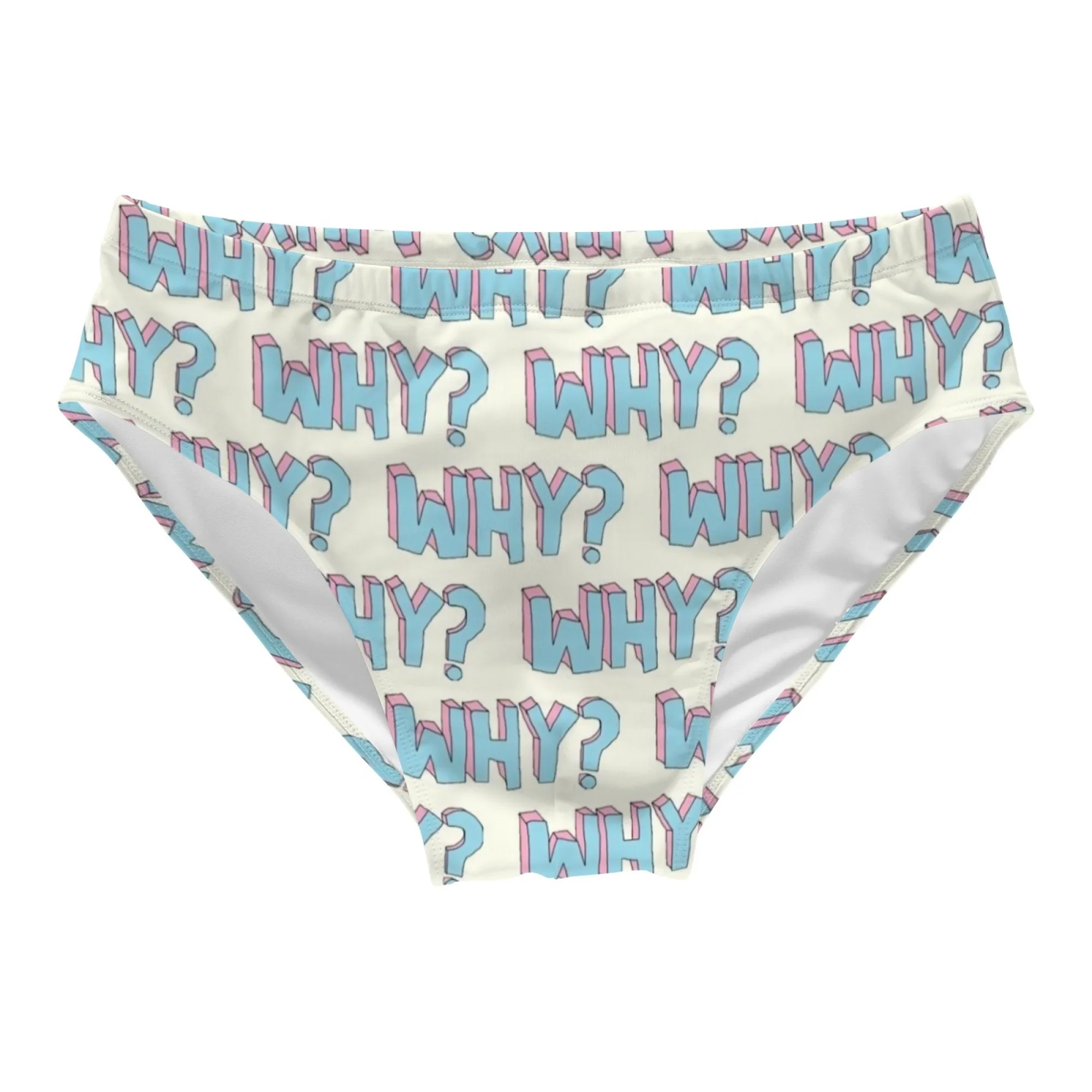 WHY Novel Text Swim Trunks Slim Fit Durable Drawstring Men's Triangle Trunks Water Parks Island Sunbathing Mens Vacations Gifts