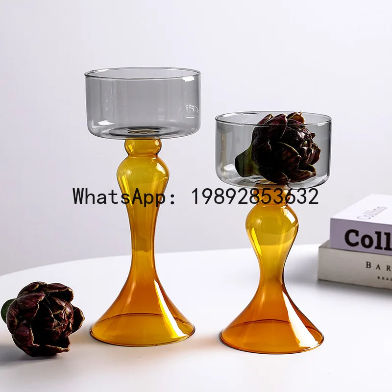 

Glass Vase Geometric Tall Flowerpot Candlestick Candle Holder Flower Arrangement Accessories Terrarium Home Decoration