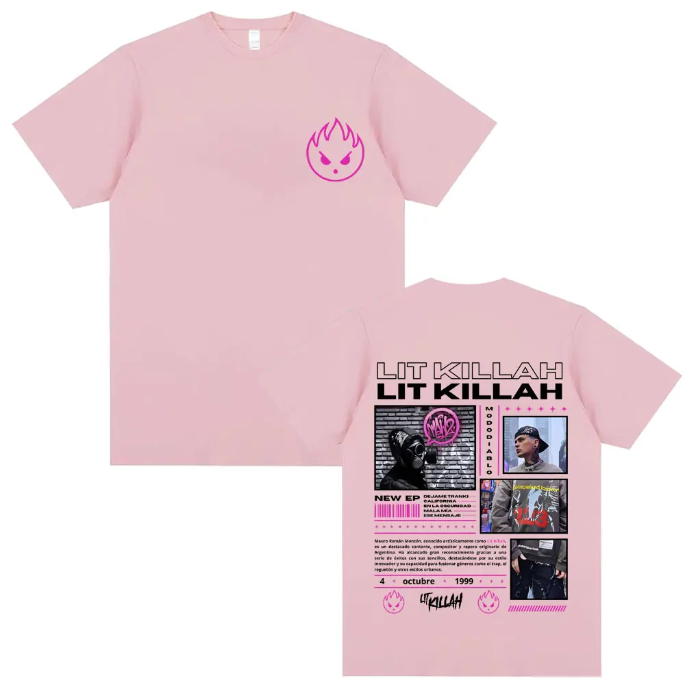 Rapper Lit Killah Double Sided Graphic T-shirt Summer Hip Hop Fashion Unsiex Casual Cotton