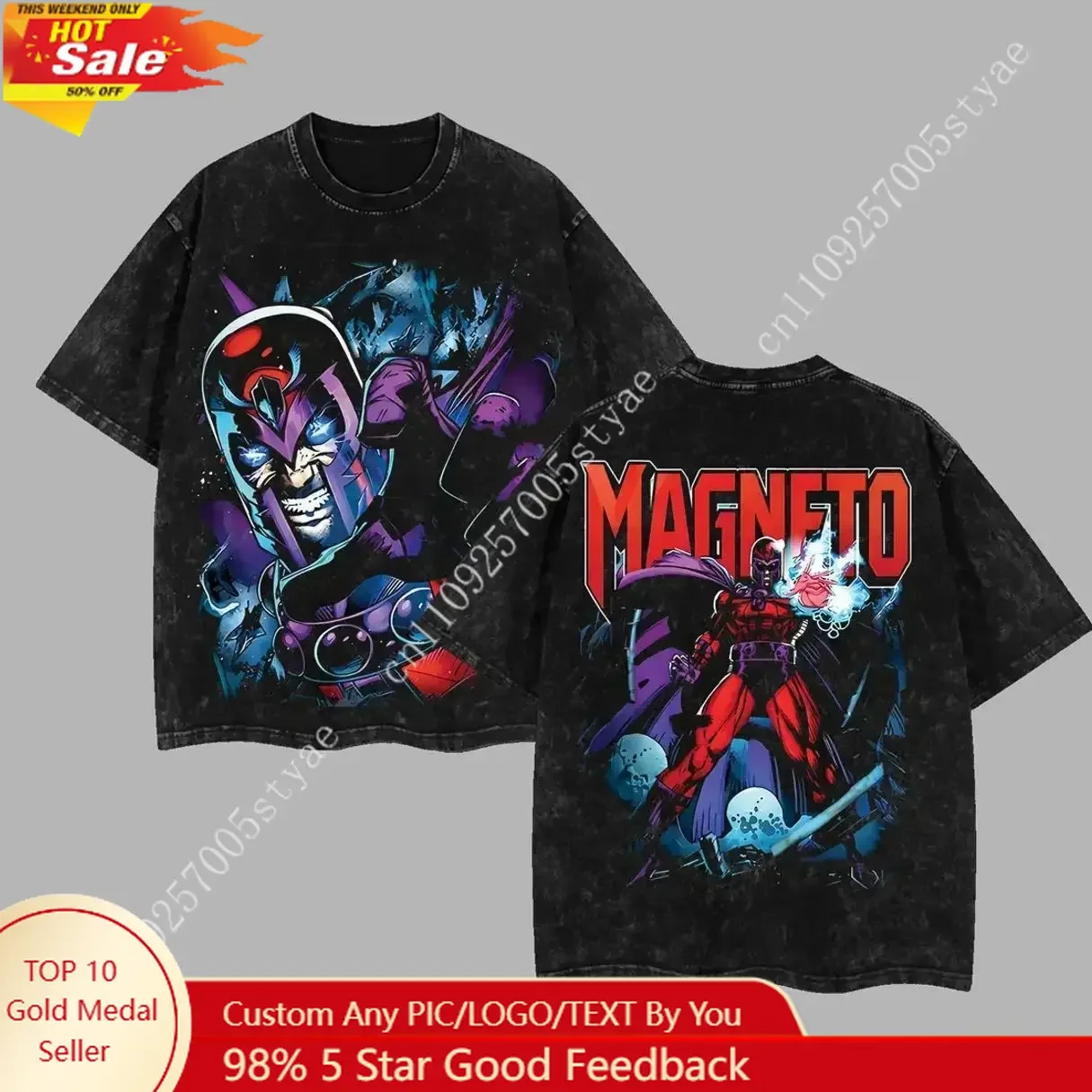 

Marvel Magneto Xmen Supervillain MCU Comic Retro Unisex Acid Washed Hoodie T-shirt, Super Man Clothes Cotton designer shirt