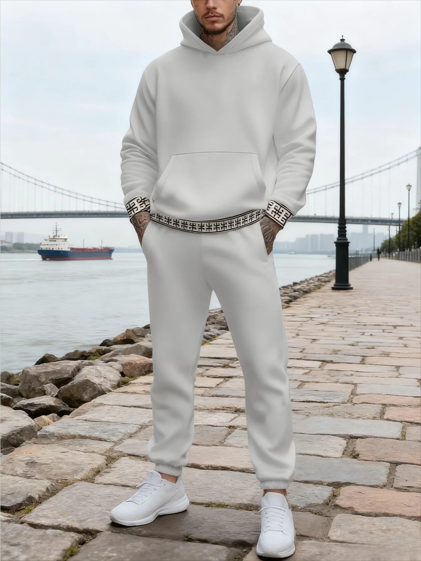 Combinaison de sport à capuche à impression numérique pour hommes européens et américains-tissu sweat-shirt de haute qualité respectueux de la peau