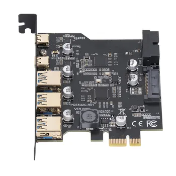 Tarjeta de expansión PCIe a USB 3.2, 5 puertos con 2 conectores USB tipo C, fácil instalación, tarjeta de expansión PCI Express para PC 1
