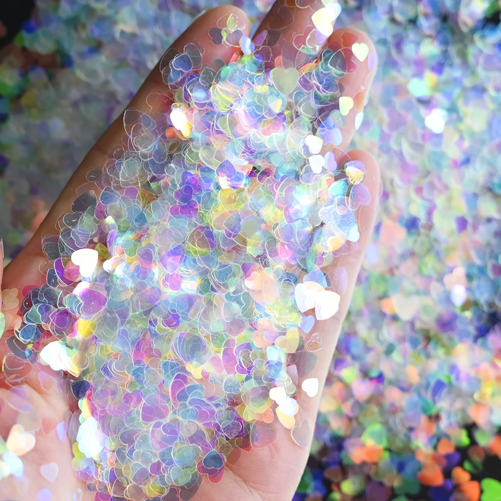 10g/1 Torebka Brokat do Paznokci w Kształcie Serca Różowy Walentynkowy Brokat w Kształcie Serca DIY Dekoracja Paznokci Błyszczący Puder