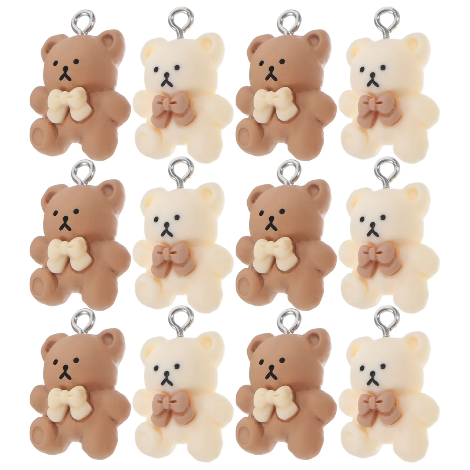 

24 Pcs Little Girl Jewelry Milk Tea Color Bear Pendant Necklace Charms for Making Keychain Bag Resin Decoration Bracelet