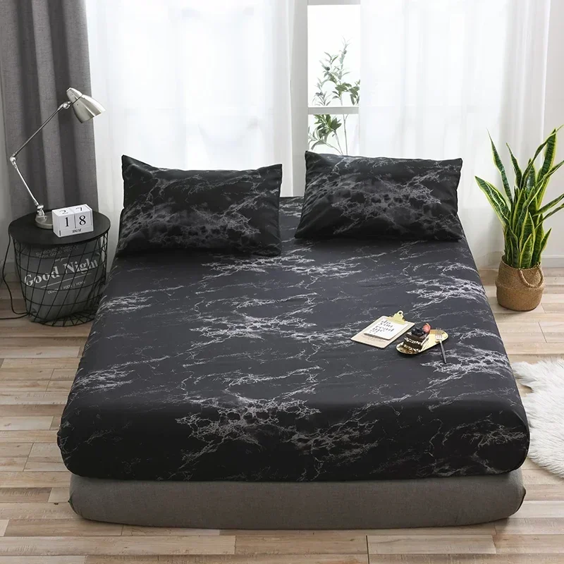 

Marbling Linens Sheet Sets Queen Size Double Bed Cover Clothes Bedroom Full Size Single Bedspread on The Bed Sheets Set