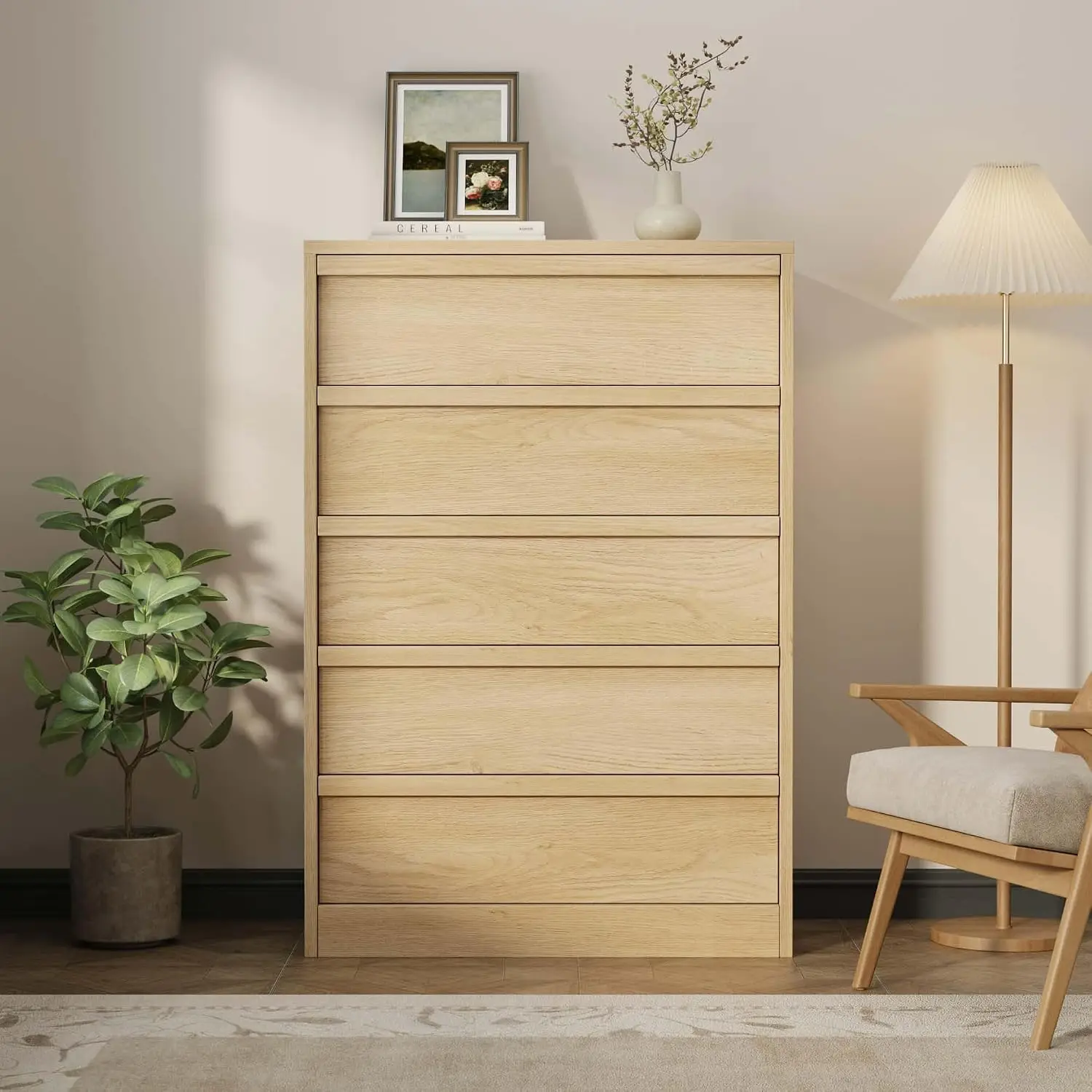 Natural Oak 5-Drawer Dresser 3