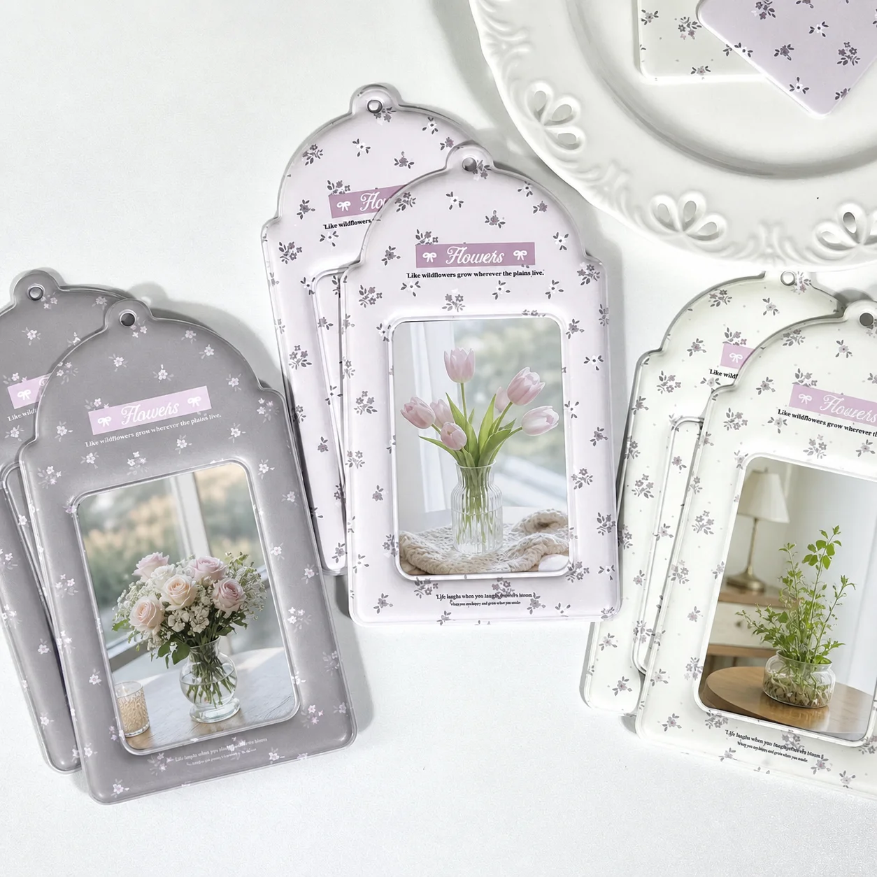 Floral Print Card Holder Cute Card And ID Holder Photocard Display Holder Korean ID Card Case For Daily Travel