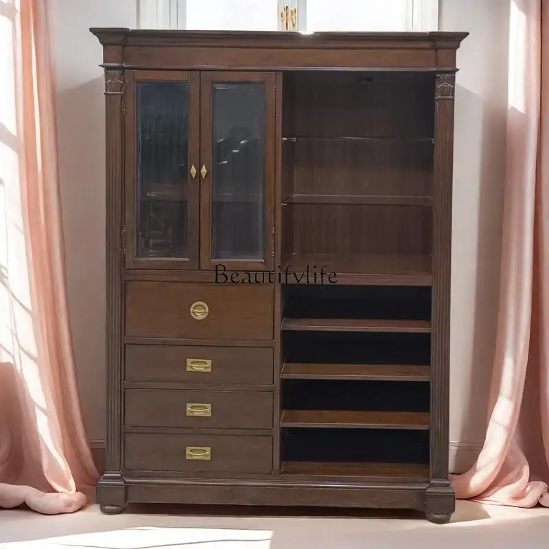 

American Classical Solid Wood Bookcase Boxwood + Shadow Black Walnut Veneer + Touch Quartz