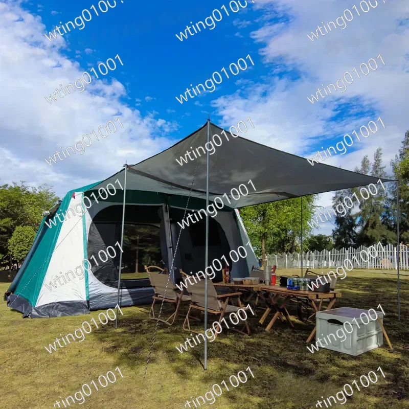for Adventurer Tent 6-10 Person Family Camping Shelter Thickened Waterproof Rainstorm Protection 2 Rooms 1 Living Room
