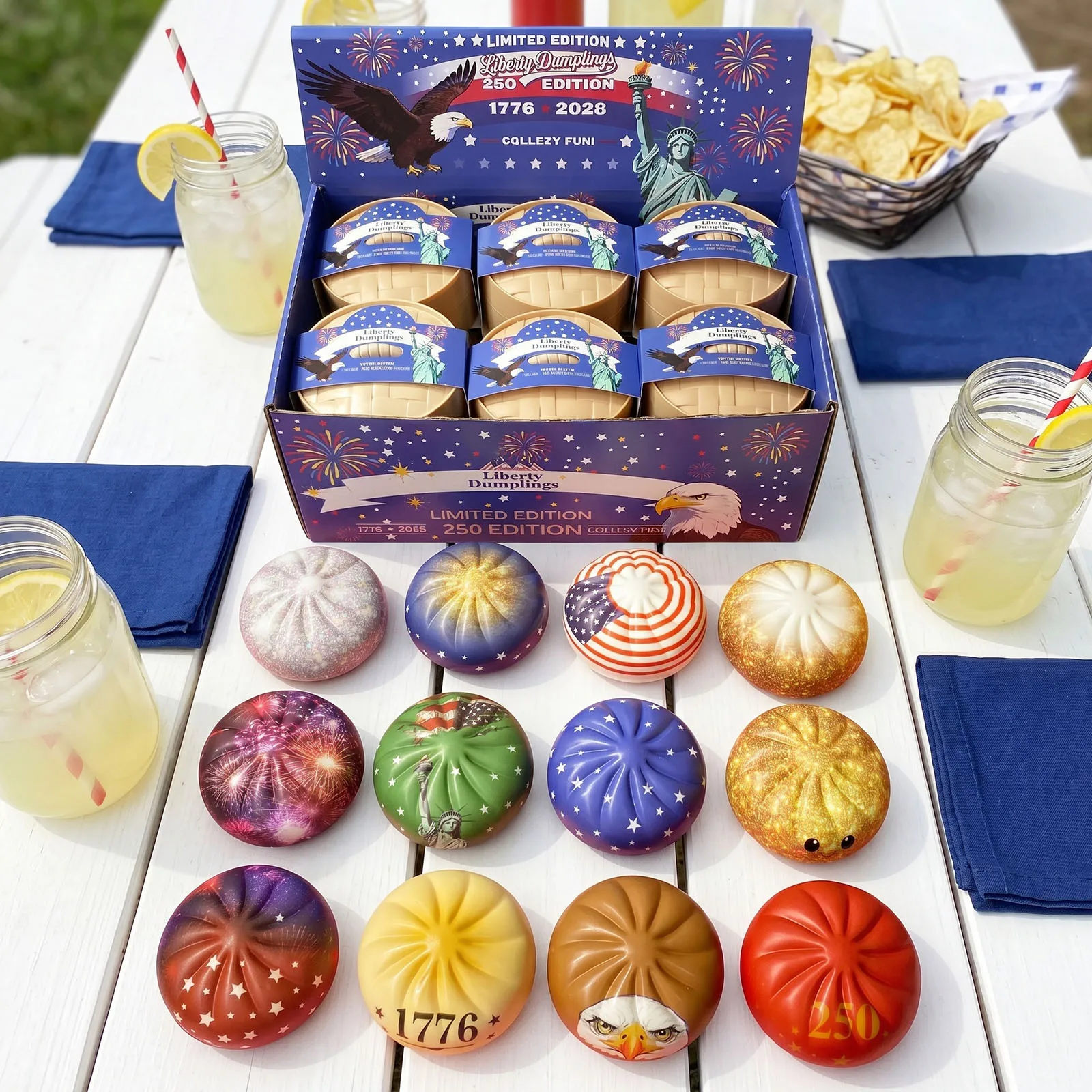 12pcs-us-250th-anniversary-dumpling-sensory-fidget-toy-with-steamer-mystery-dumpling-squeezing-toy-slow-rebound-reliever-toys
