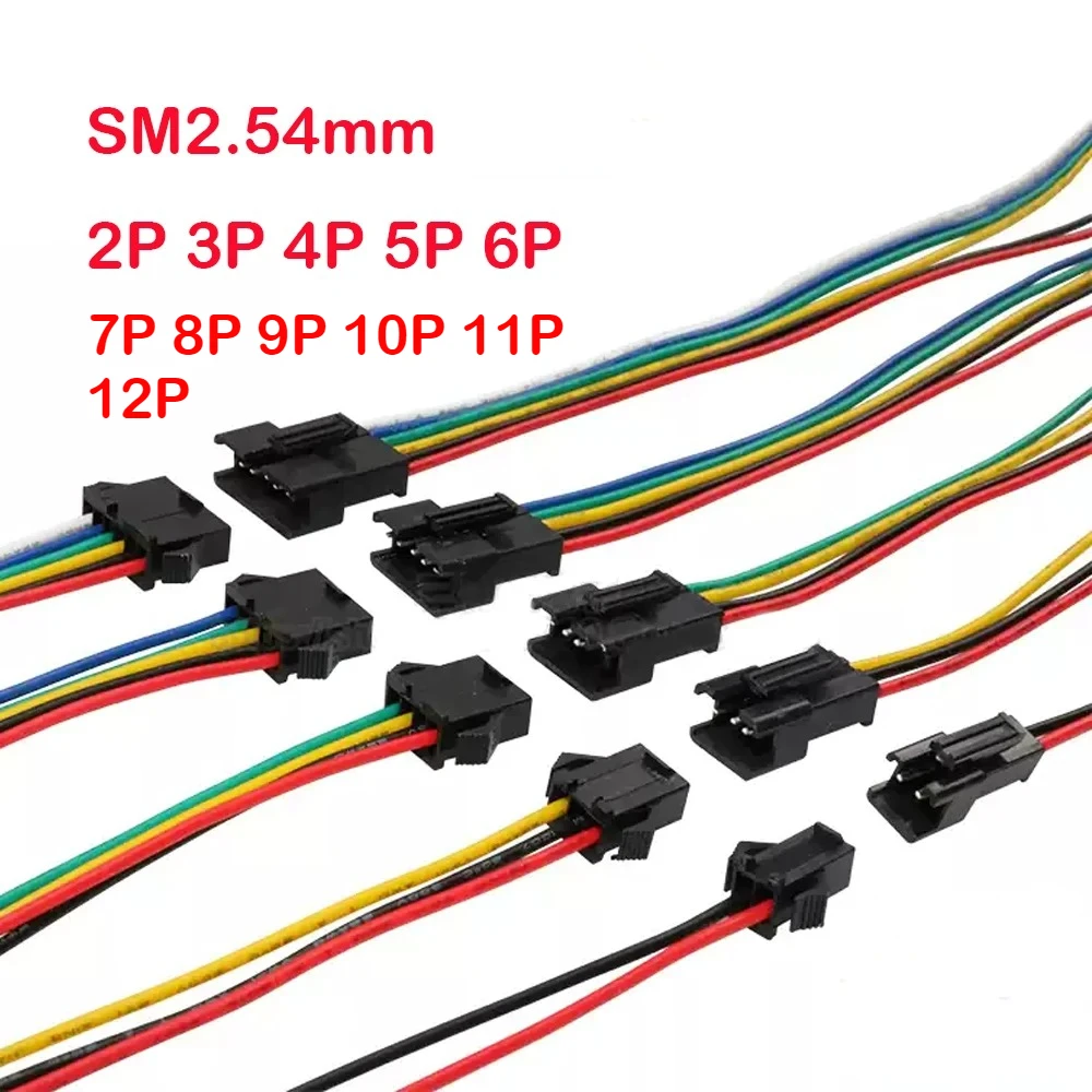 Câble SM2.54 22AWG, connecteur mâle/femelle 2/3/4/5/6-12 broches, 10/15/20/30/50 cm, adaptateur pour bande LED, faisceau de câbles
