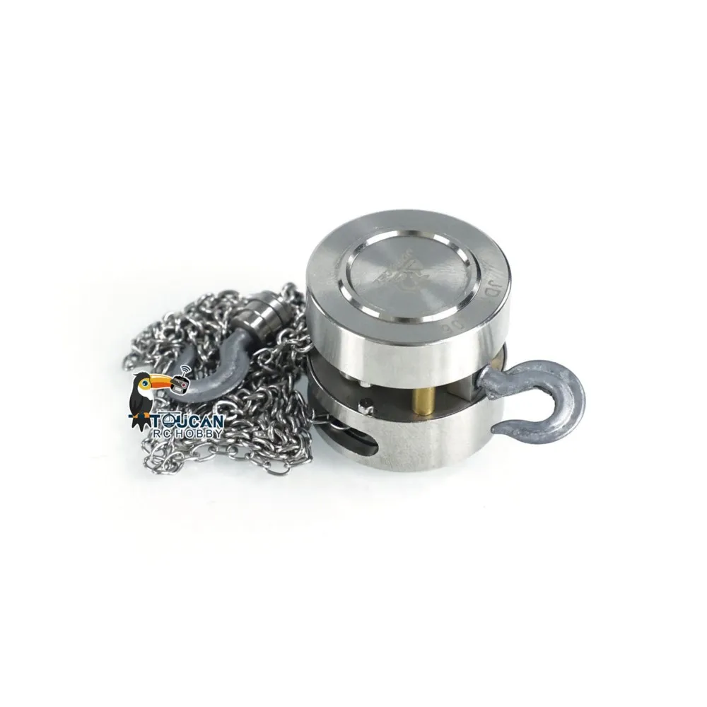 US Stock 1/10 1/14 JDM Metal Chain LiftBlock Tackle Hoist Heavy Duty Load for RC Gantry Crane Truck Loader Accessories Model