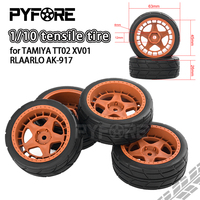 PYFORE 4pcs Tires RC Remote Control Model Car 1/10 Flat Running Tension Tire TAMIYA TT02 XV01 RLAARLO AK-917 # W35
