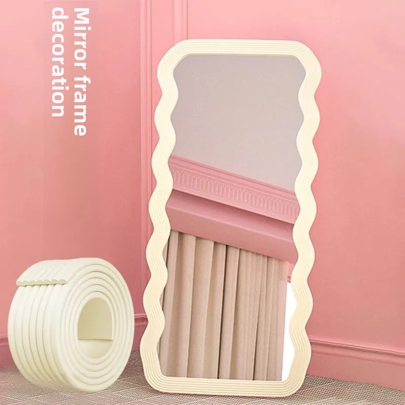 

Современное простое зеркало для ванной с декоративной рамой, настенное зеркало с мягкой рамкой для украшения ванной комнаты