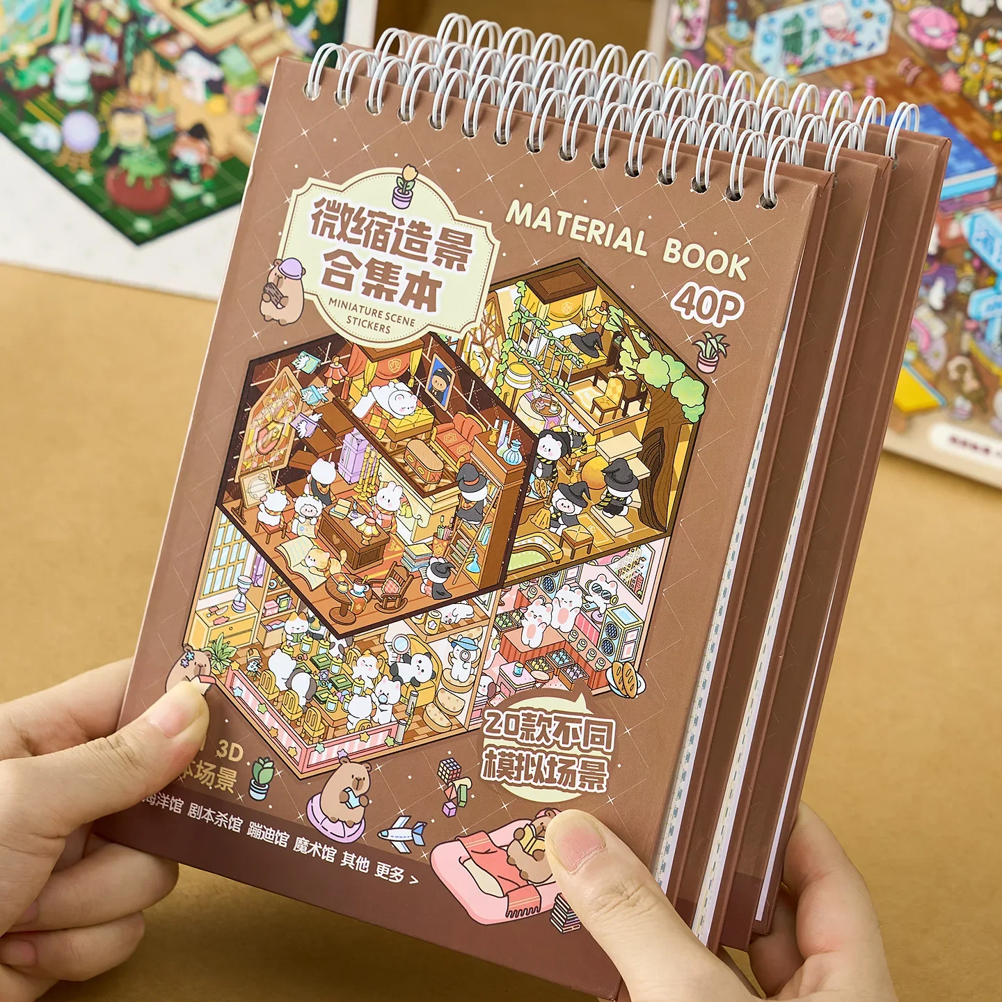 Livre d'autocollants de scène miniature 3D, 40 pièces/sac, micro-décors de paysage pour maison de poupée DIY, journal, scrapbooking, cadeaux créatifs