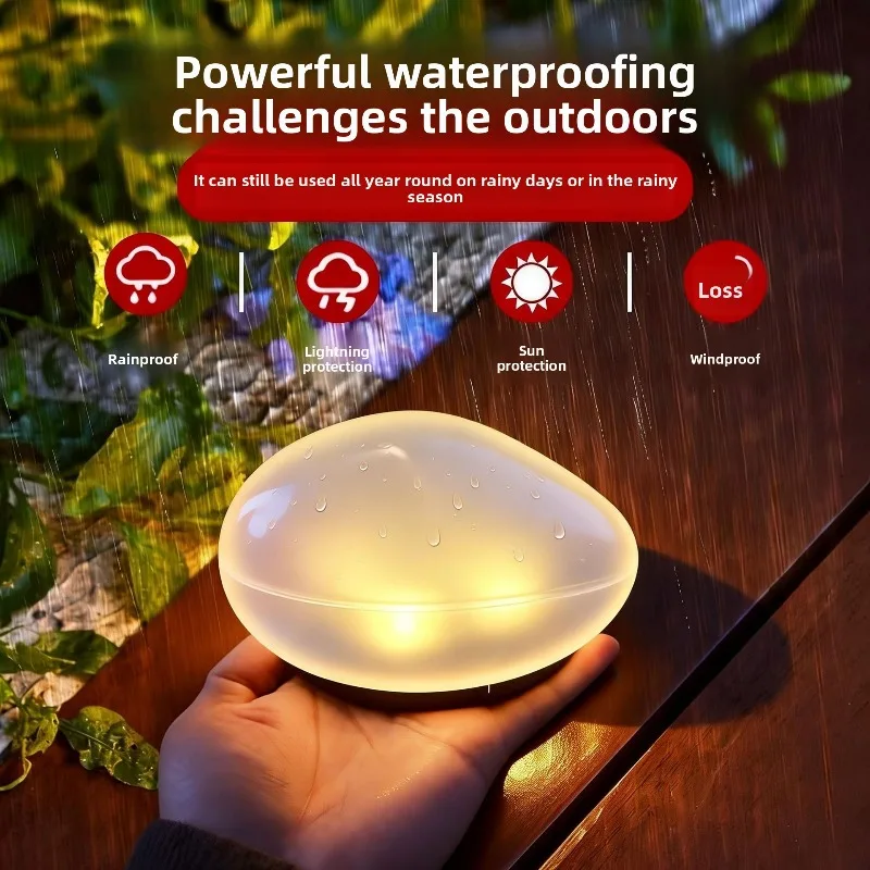 2026 New Solar Simulation Cobble Stone Lights, Outdoor LED Landscape Lamps for Lawn, Garden, Park, Patio & Pathway