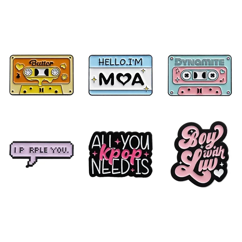 All You Need is Kpop Enamel Pins Custom Retro Music Tape Brooches Lapel Badge Backpack Accessories Music Jewelry Gift Wholesale