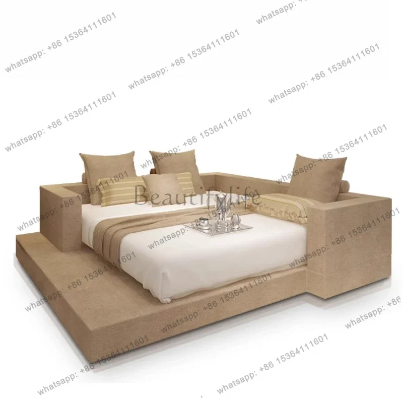 

Европейская двуспальная кровать из массива дерева в стиле татами для спальни, минималистичная, комфортная, качественная мебель