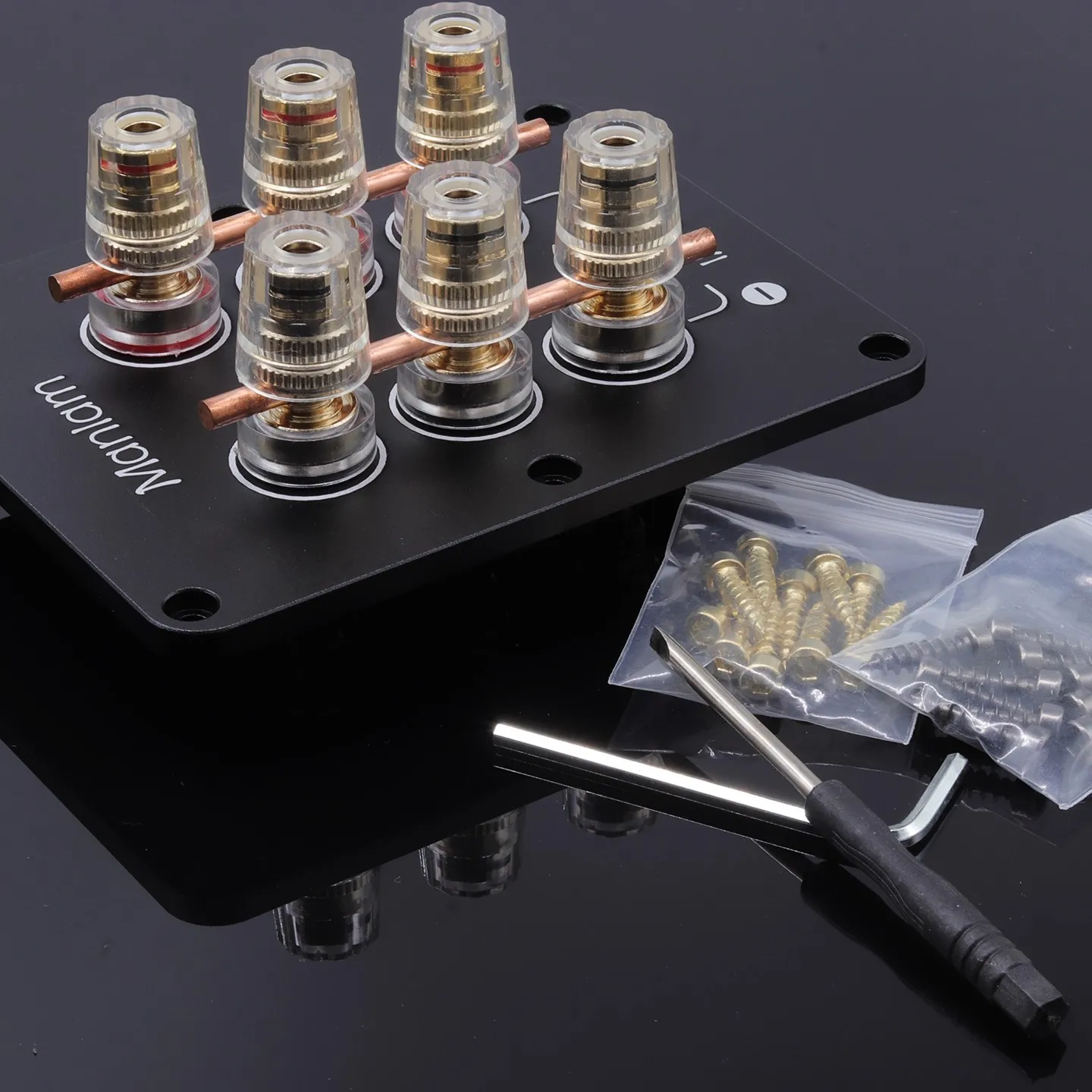 

1 шт. GHXAMP 6-позиционная черная квадратная клеммная панель динамика, соединительные стойки из чистой меди для аудио «сделай сам», 122x96 мм