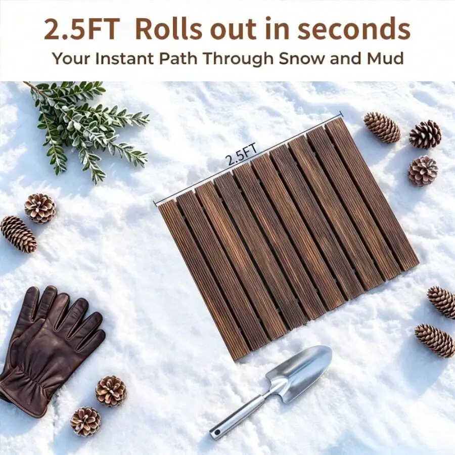 Roll-Up Wooden Garden Walkway, Slip-Resistant And Weather-Resistant Outdoor Path, Suitable For Lawns, Terraces, Courtyards, And Flower Bed Edges