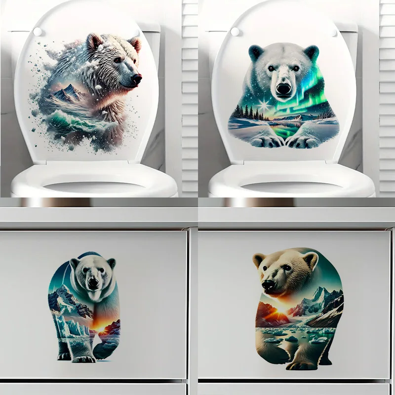 T2052#Polar Bear Self-Adhesive Stickers, Bedroom Entryway Living Room Porch Home Decoration Wall Stickers, Removable Stickers, W
