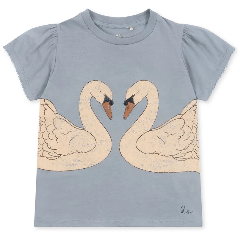 2024 Estate KS Abbigliamento per bambini Neonate Cartoon Swan Manica corta T-shirt Abiti Ragazzi Gorilla Fondo T-shirt Bambini Casa Set