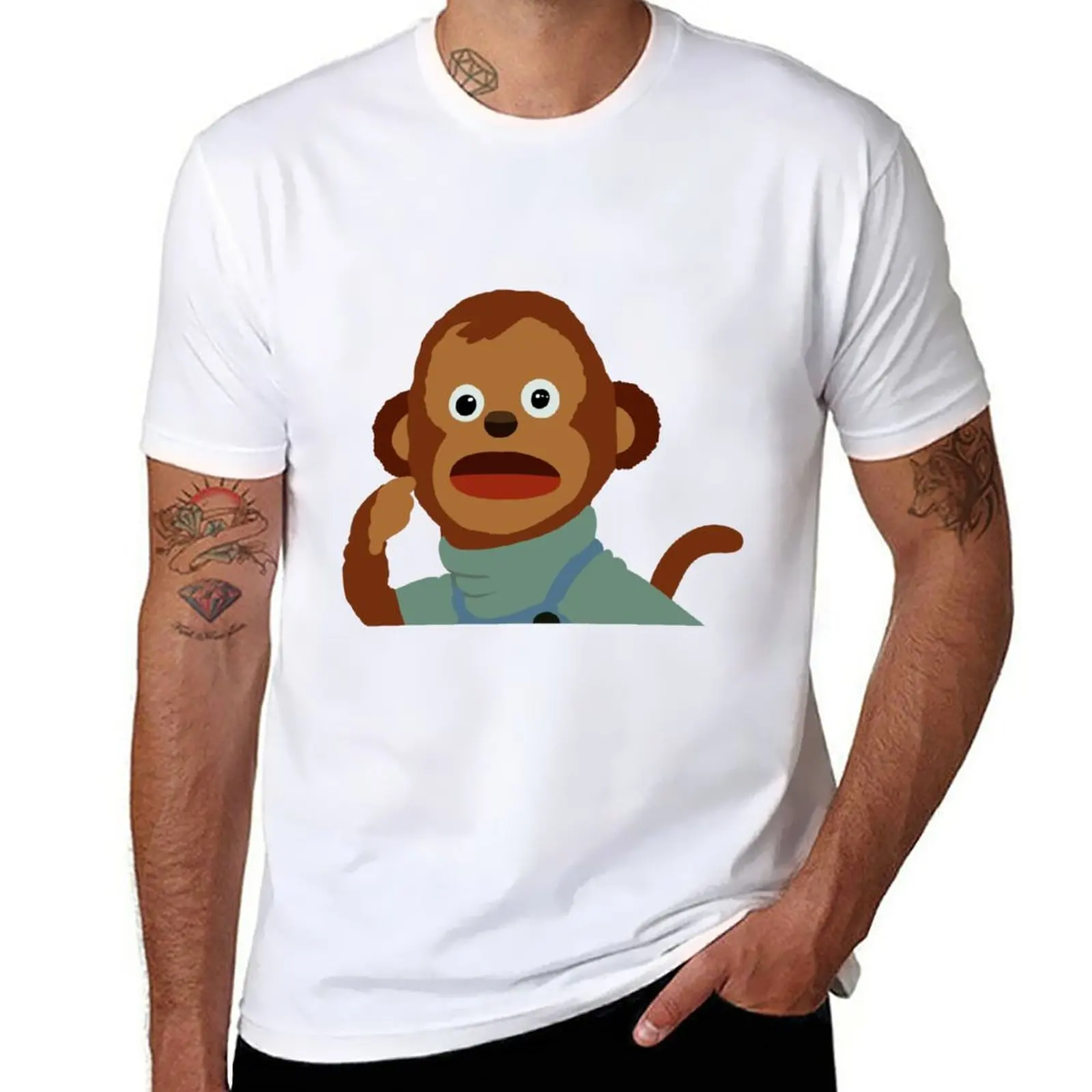 New Kento Shocked Monkey Meme T-Shirt tops graphic t shirt summer top vintage clothes Men's cotton t-shirt