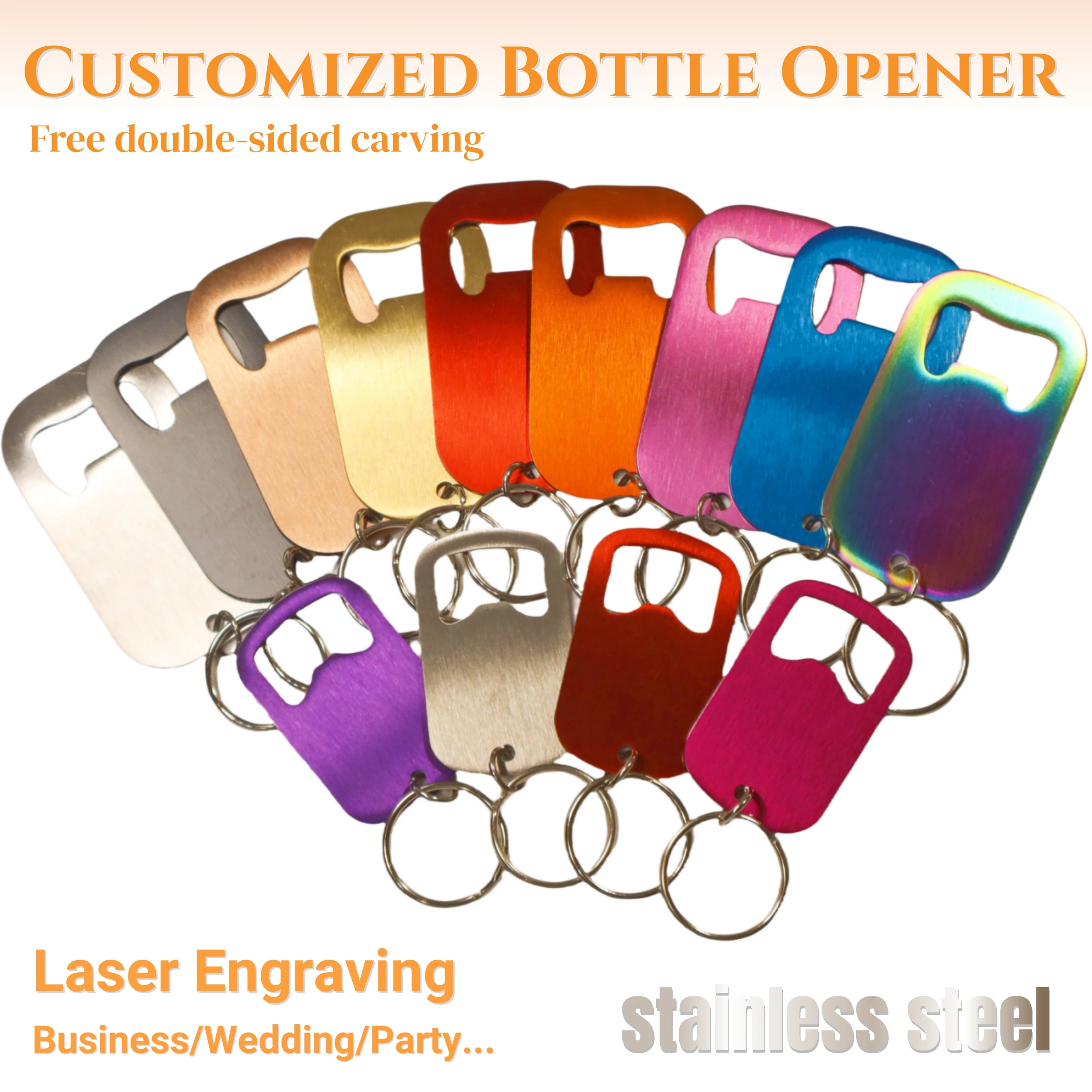 20-50PCS Personalized Bottle Opener Key Chain Engraved Portable Opener Keyring For Party Birthday favors Wedding Thank You Gifts